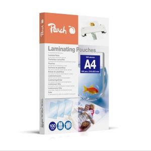 Peach  Laminierfolie A4 | 100 mic | 100 St. | glänzend | Premiumqualität für beste Laminierergebnisse | geeignet für alle Laminiergeräte | PP500-02 