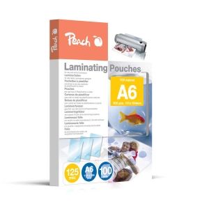 Peach  Laminierfolie A6 | 125 mic | 100 St. | glänzend | Premiumqualität für beste Laminierergebnisse | geeignet für alle Laminiergeräte | PP525-04 