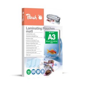 Peach  Laminierfolie A3 | 80 mic | 100 St. | matt | beschreibbar | Premiumqualität für beste Laminierergebnisse | geeignet für alle Laminiergeräte | S-PP580-15 